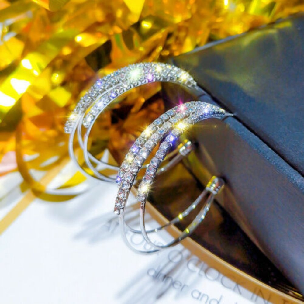 Silver Hoop Earrings - Picture 2 of 5